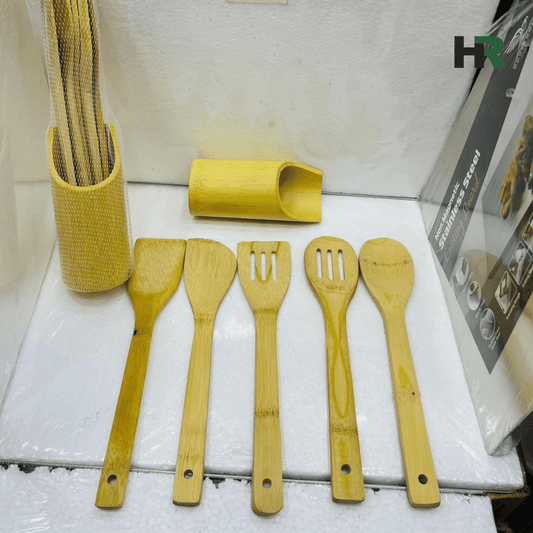 Kitchen Kit Bamboo Non‑Stick Frying Pan Spatula & Rice Spoon | Heat Resistant Cooking Tool