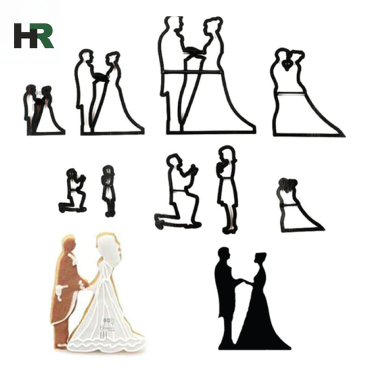Wedding Bride & Groom Cookie Cutter Set – 9 Pcs