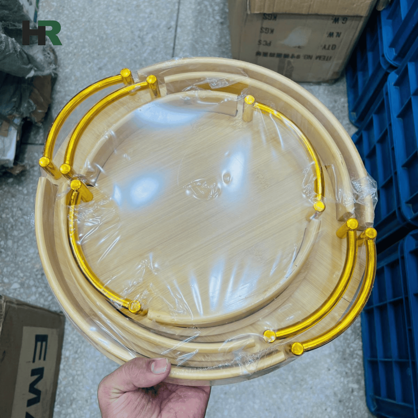 Elegant Round Wooden Tray | Handmade with Handles | Large Capacity