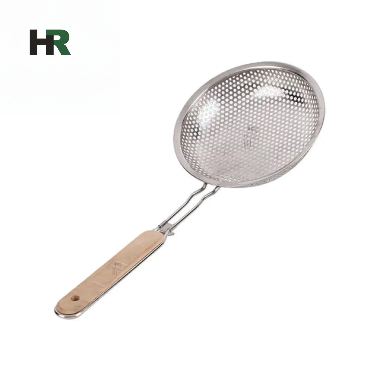 Stainless Steel Perforated Strainer Wooden Handle