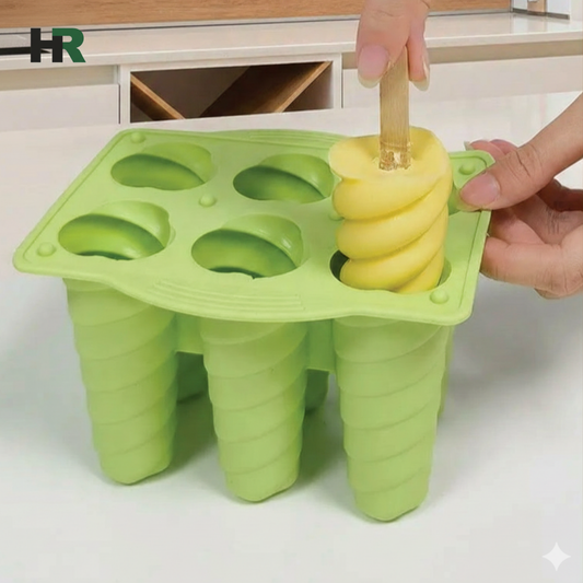 Silicone Popsicle Mold 6 Cavity Spiral Ice Cream Popsicle Mold
