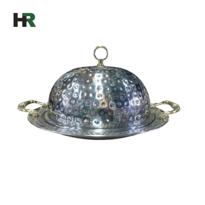 Hammered Stainless Steel BBQ Platter Cloche