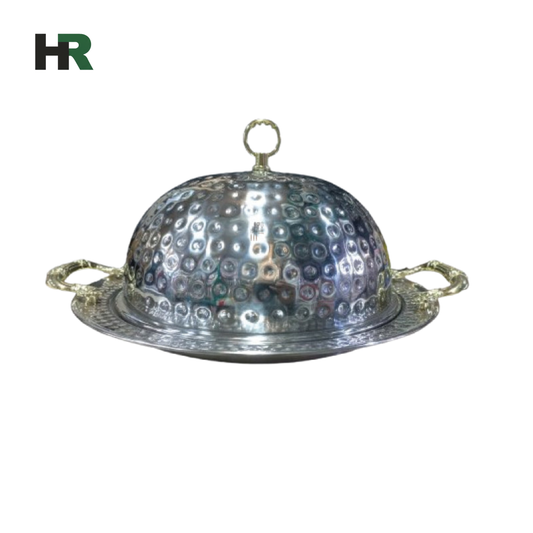 Hammered Stainless Steel BBQ Platter Cloche