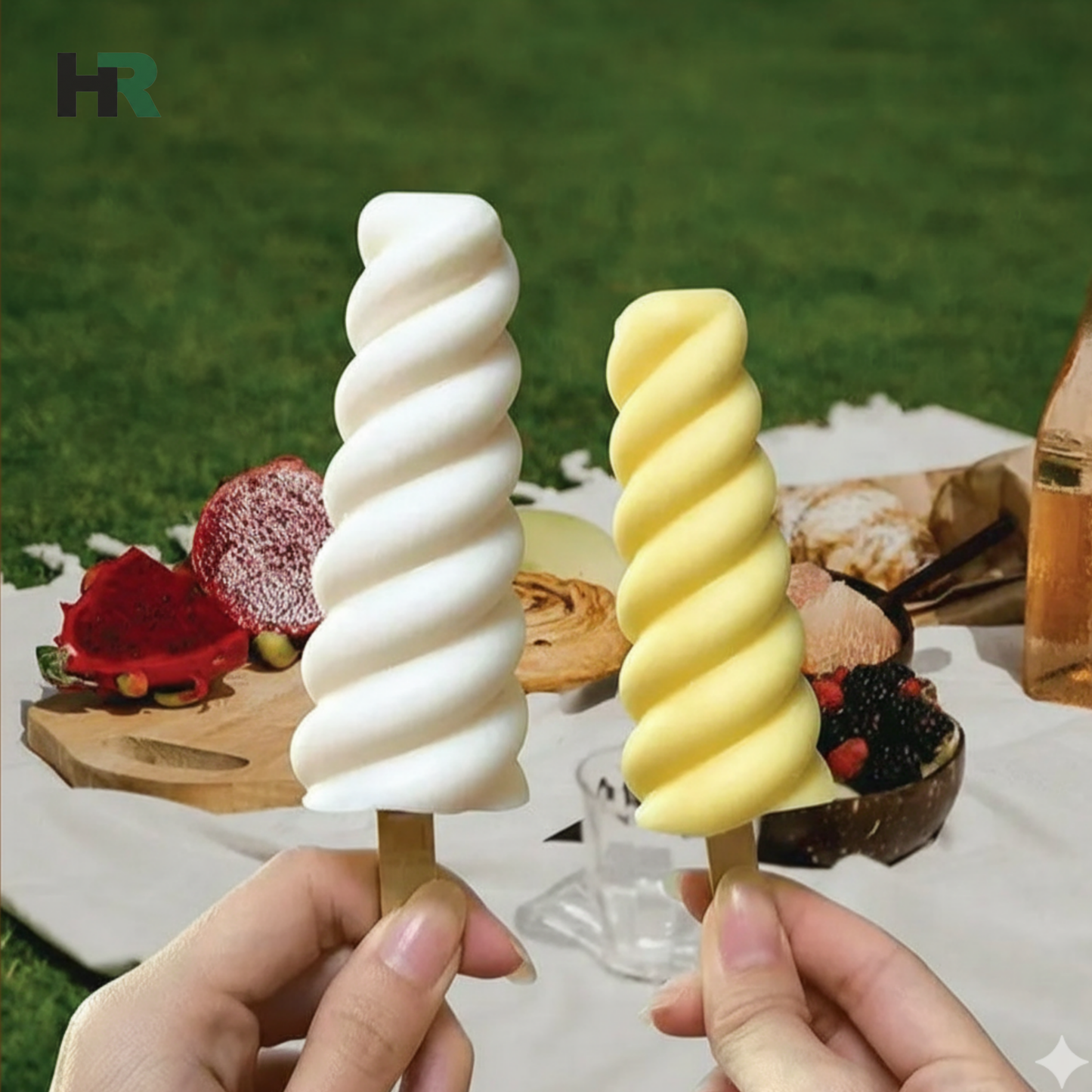 Silicone Popsicle Mold 6 Cavity Spiral Ice Cream Popsicle Mold