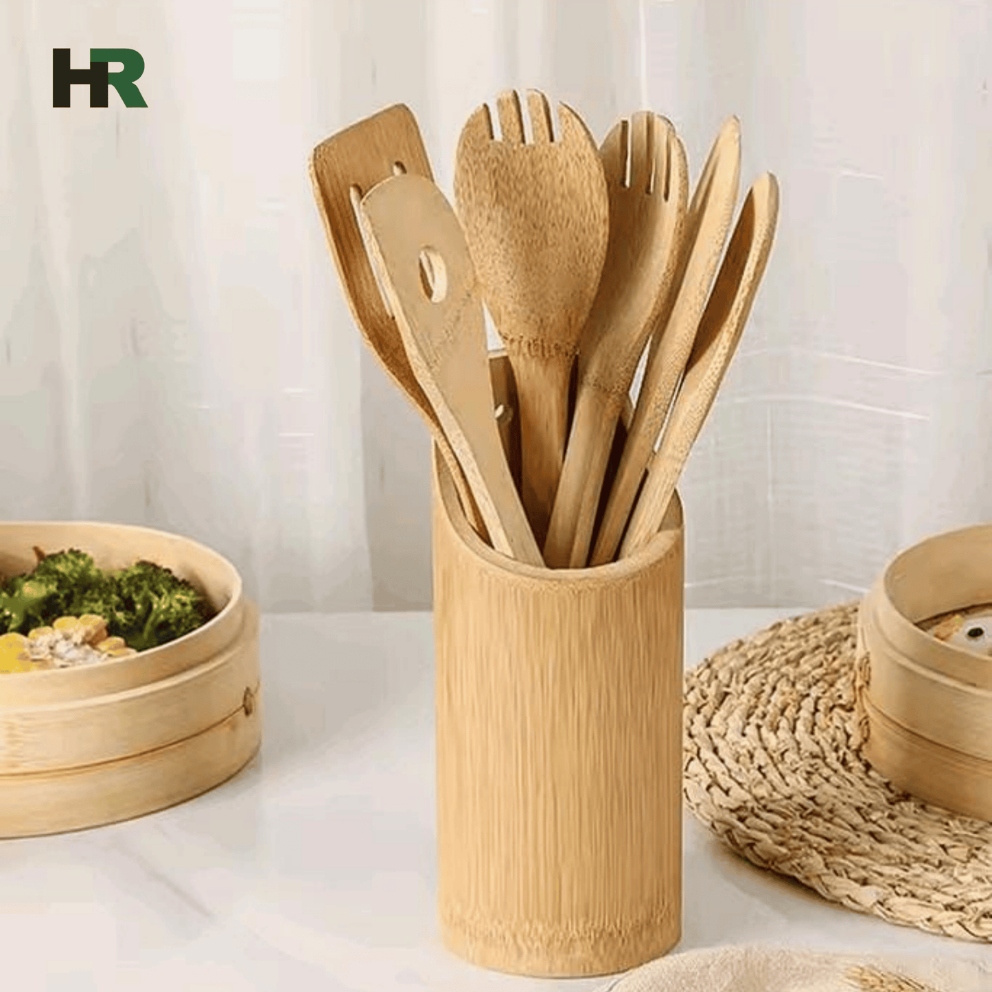Kitchen Kit Bamboo Non‑Stick Frying Pan Spatula & Rice Spoon | Heat Resistant Cooking Tool