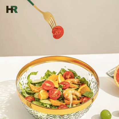 Acrylic Fruit Bowl with Lid & Golden Touch | 3 Litre Capacity