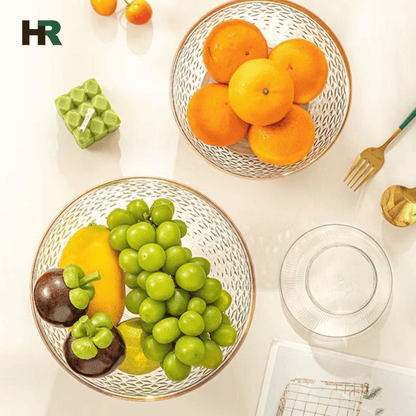 Acrylic Fruit Bowl with Lid & Golden Touch | 3 Litre Capacity