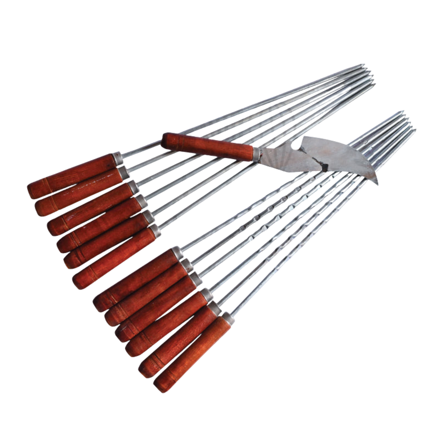 BBQ Skewers Wooden Handle (12pcs Set) + Free Knife