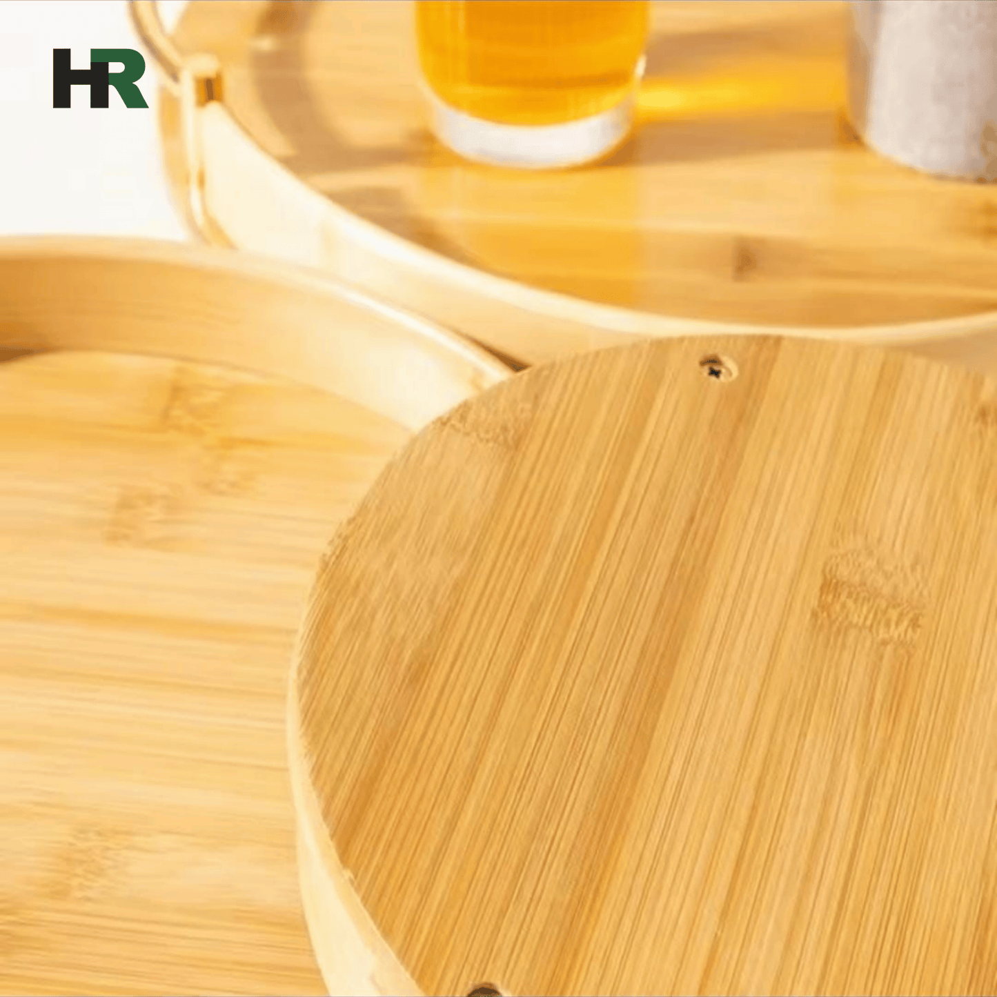 Elegant Round Wooden Tray | Handmade with Handles | Large Capacity