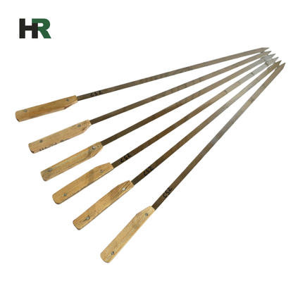 Boti Seekh Wooden Handle Pure Stainless Steel (18inch) 6pc pack