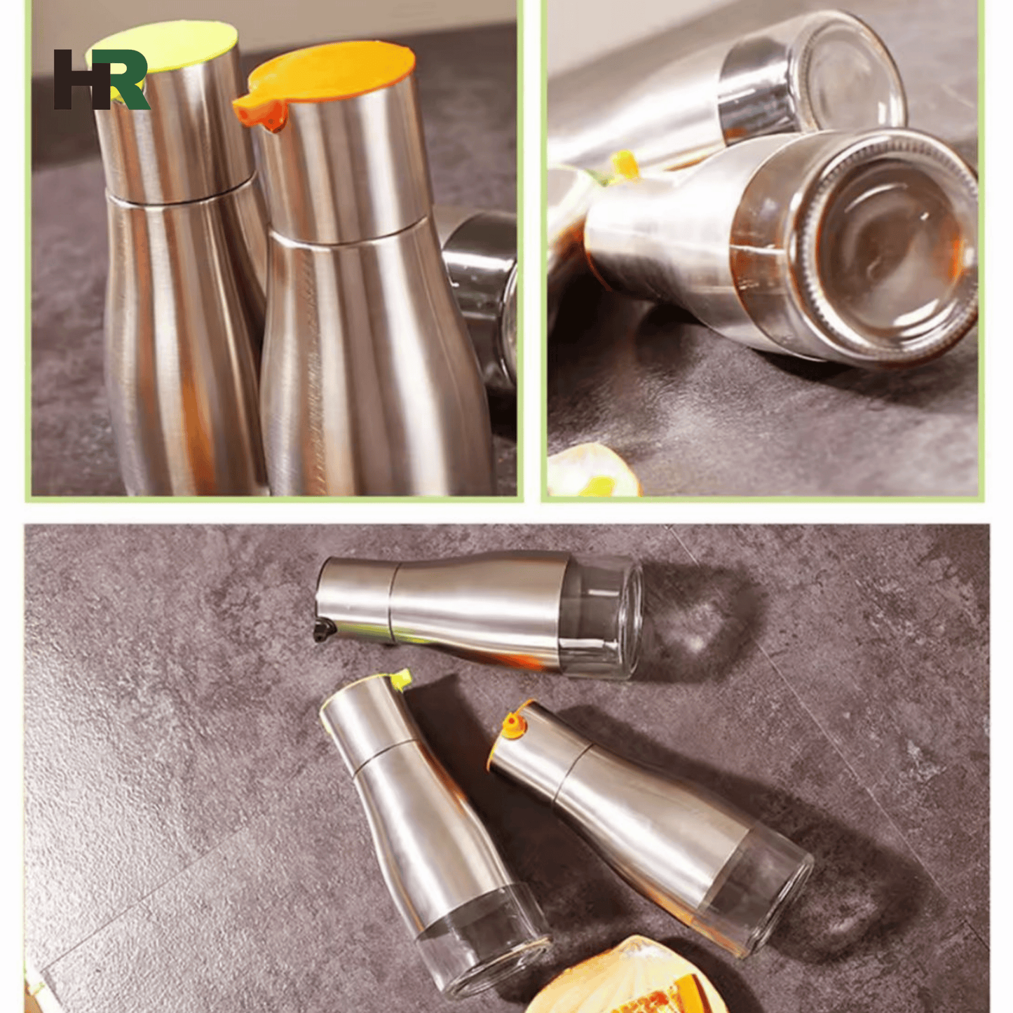 Cooking Seasoning Oil Bottle Dispenser | Stainless Glass Storage Bottle for Oil & Vinegar