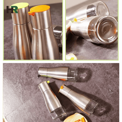 Cooking Seasoning Oil Bottle Dispenser | Stainless Glass Storage Bottle for Oil & Vinegar