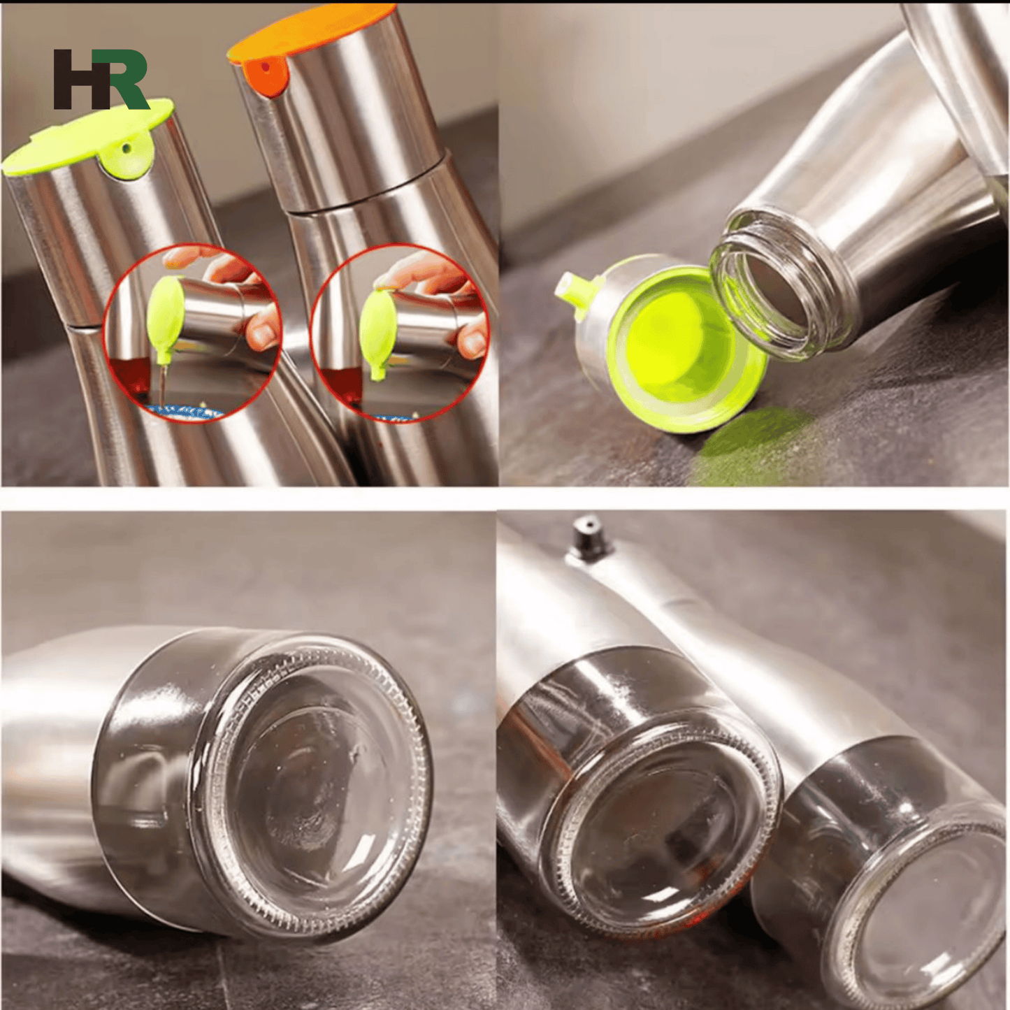 Cooking Seasoning Oil Bottle Dispenser | Stainless Glass Storage Bottle for Oil & Vinegar