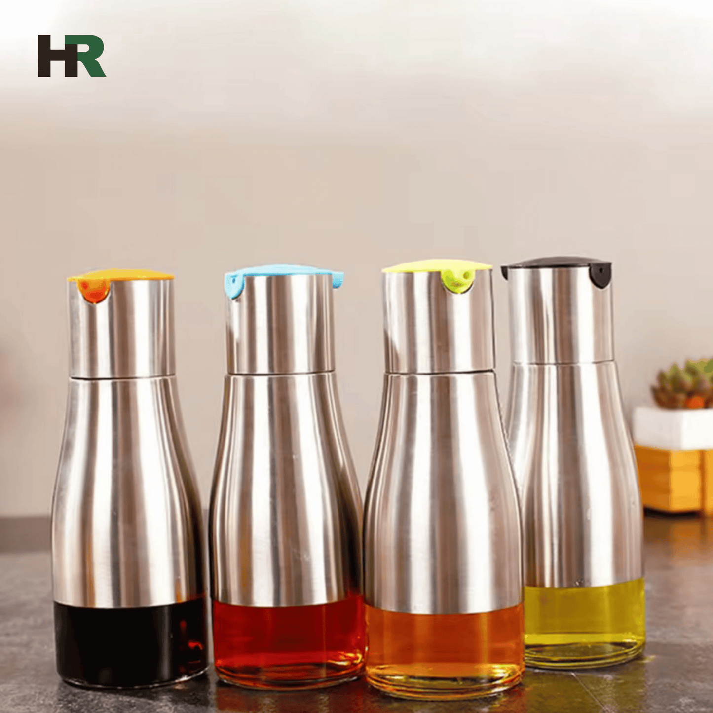 Cooking Seasoning Oil Bottle Dispenser | Stainless Glass Storage Bottle for Oil & Vinegar