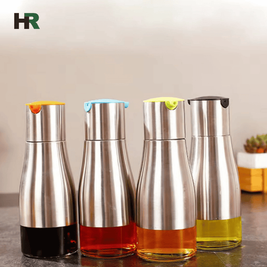 Cooking Seasoning Oil Bottle Dispenser | Stainless Glass Storage Bottle for Oil & Vinegar