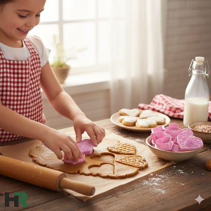 Heart Shaped Different Patterns Plastic Cookie Cutter 6Pcs