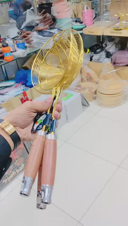 Stainless Steel Frying Strainers | Golden Finish | Kitchen Cooking Tool
